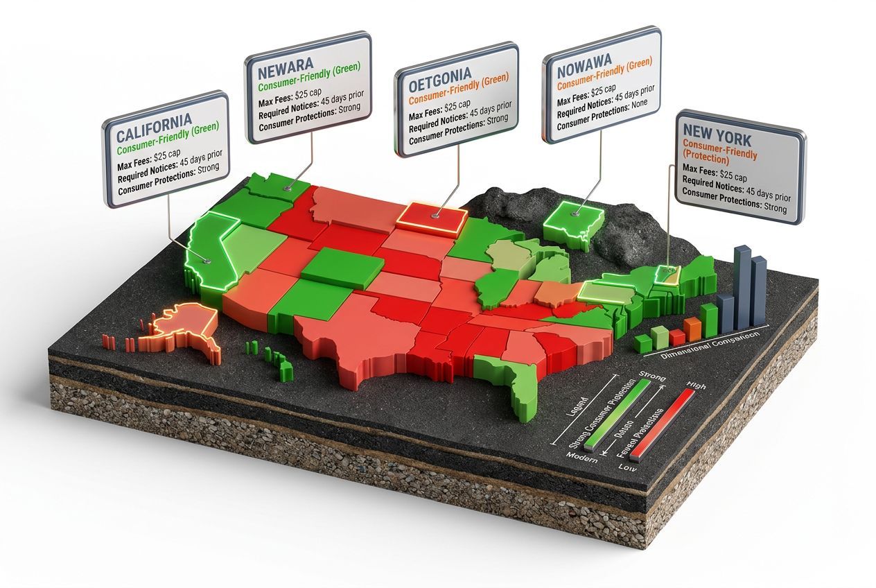 3D comparison of state regulations for how to file a complaint against a tow company