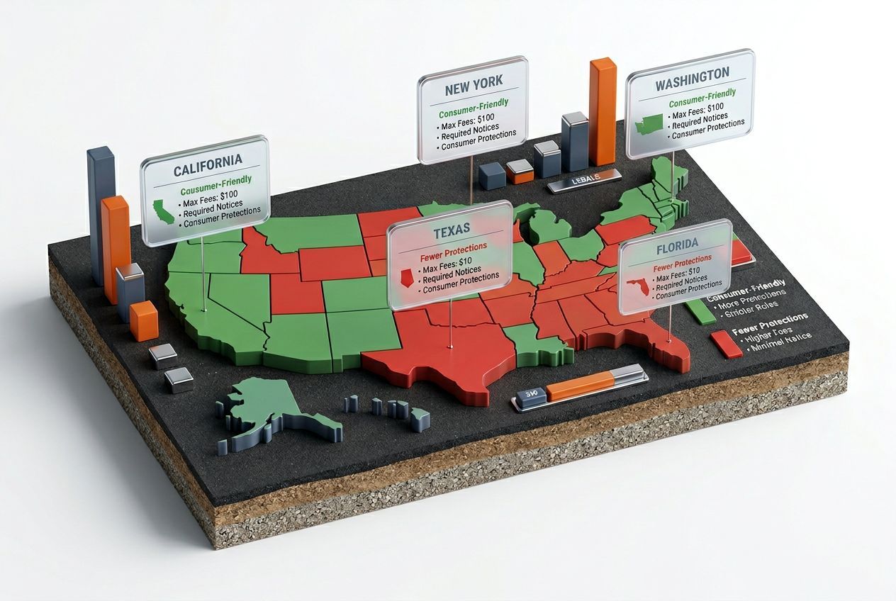 State-by-state comparison of impound lot fee caps and consumer protection regulations