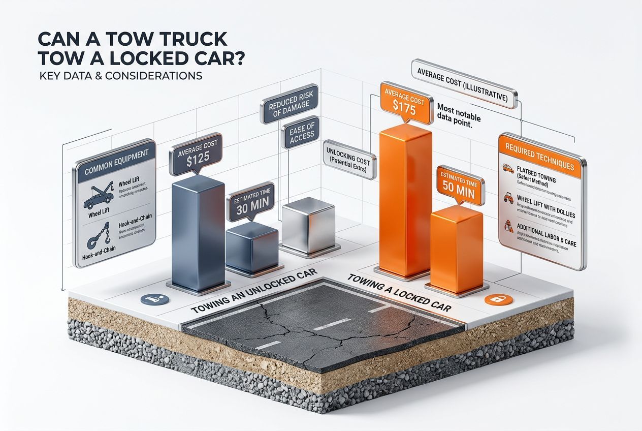 3D data visualization showing key figures for can a tow truck tow a locked car?