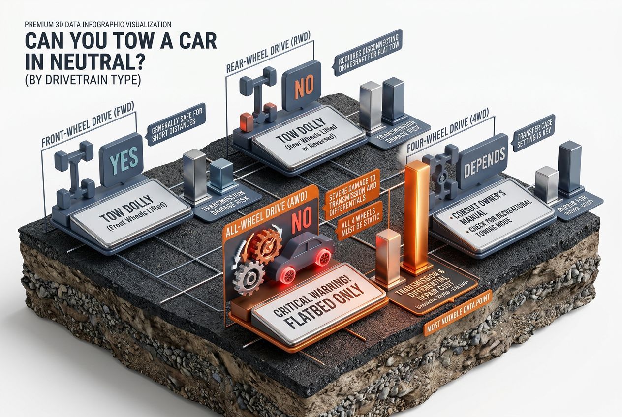 3D data visualization showing key figures for can you tow a car in neutral? (by drivetrain type)