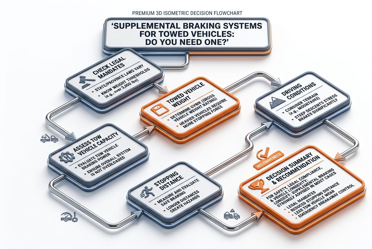 3D flowchart of practical tips and decisions for supplemental braking systems for towed vehicles: do you need one?