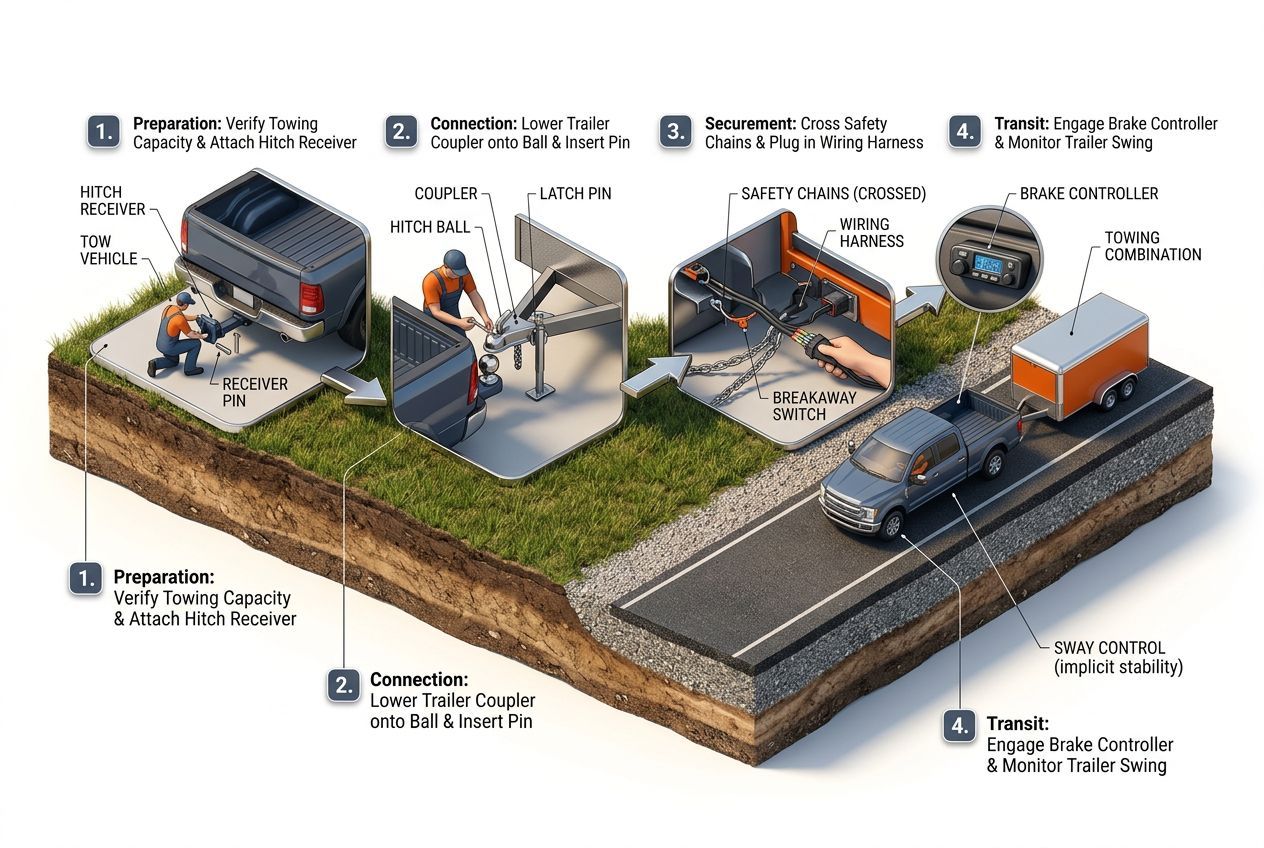 3D step-by-step process visualization for the complete towing glossary: 80+ terms every driver should know