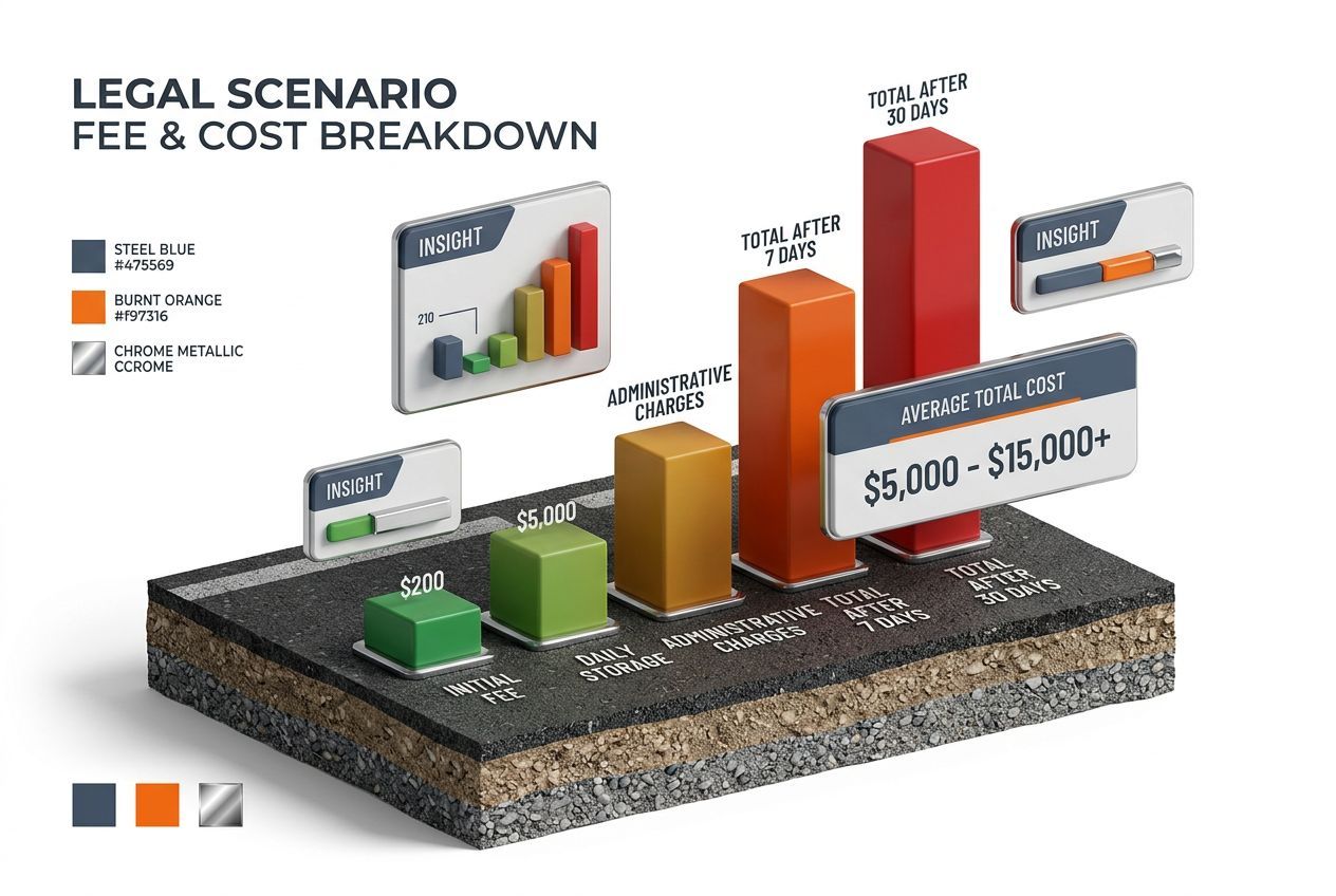 3D chart showing typical fees and costs for towing laws by state: your complete 2026 guide