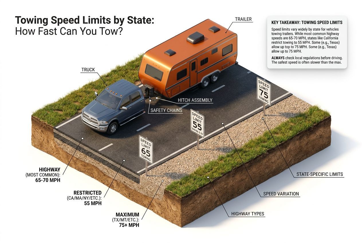 Overview of towing speed limits by state across the US