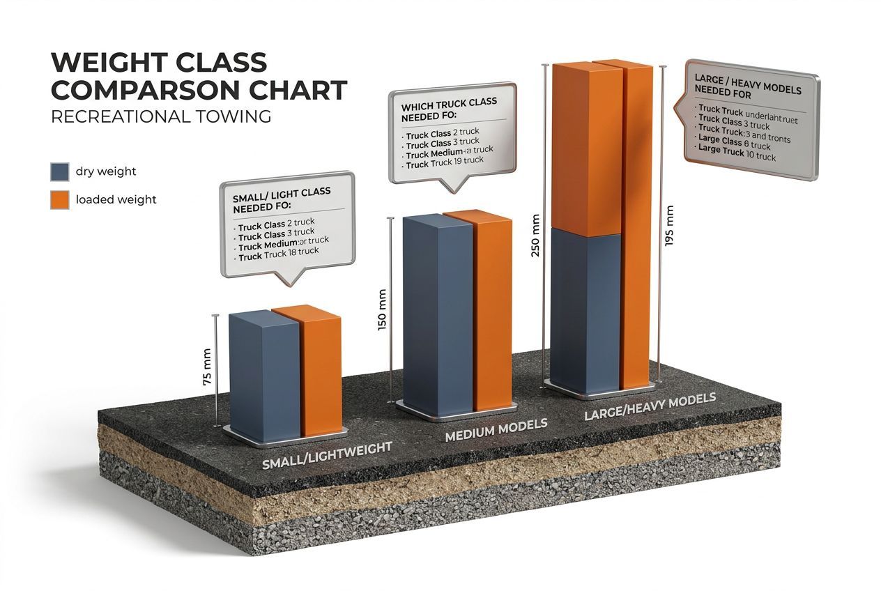 3D chart comparing weight classes and required tow vehicles for RV towing