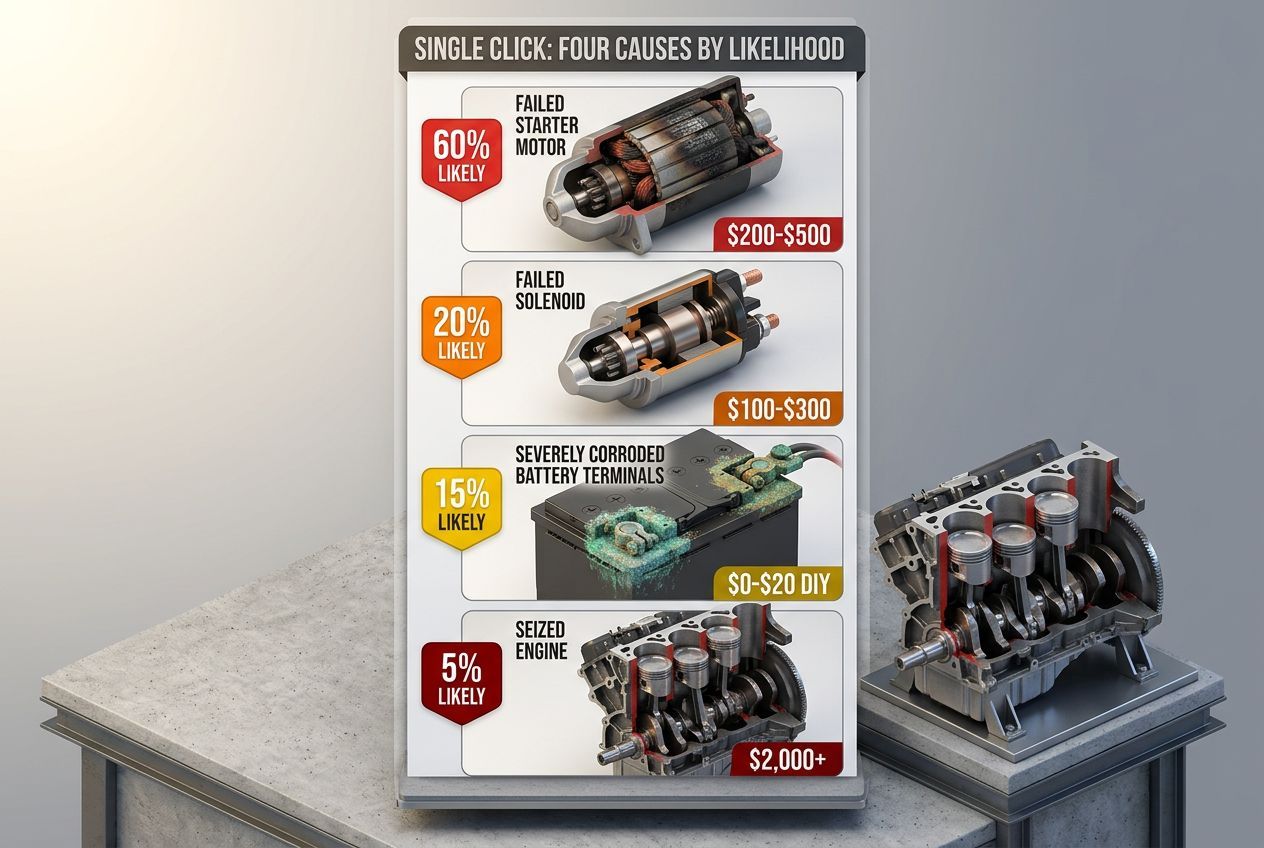 Four causes of single click car won't start from starter failure to corroded cables