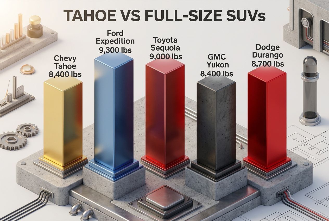 Chevy Tahoe towing compared to Expedition, Sequoia, Yukon, and Durango