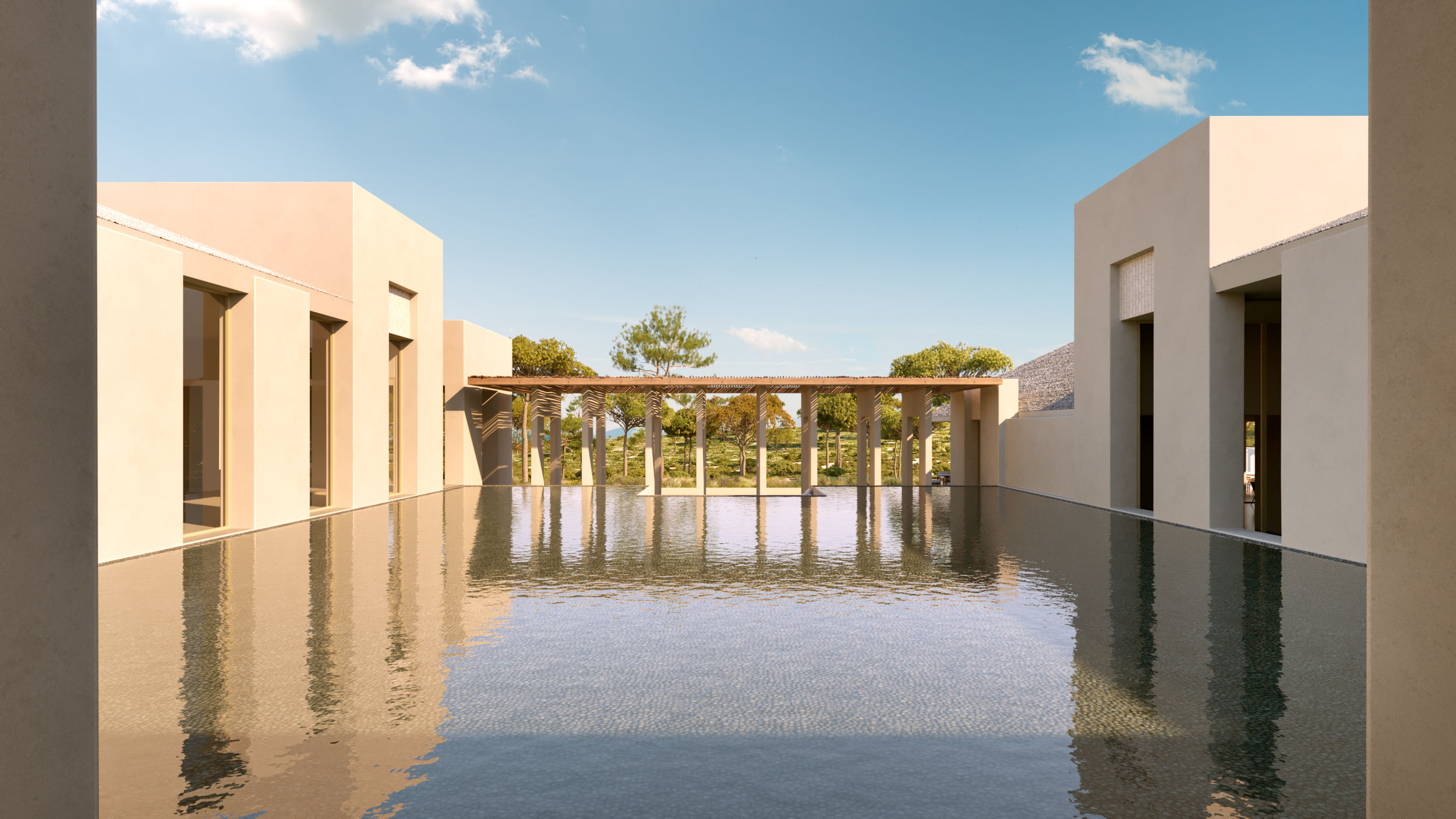 Water courtyard of the clubhouse, Spatia Melides