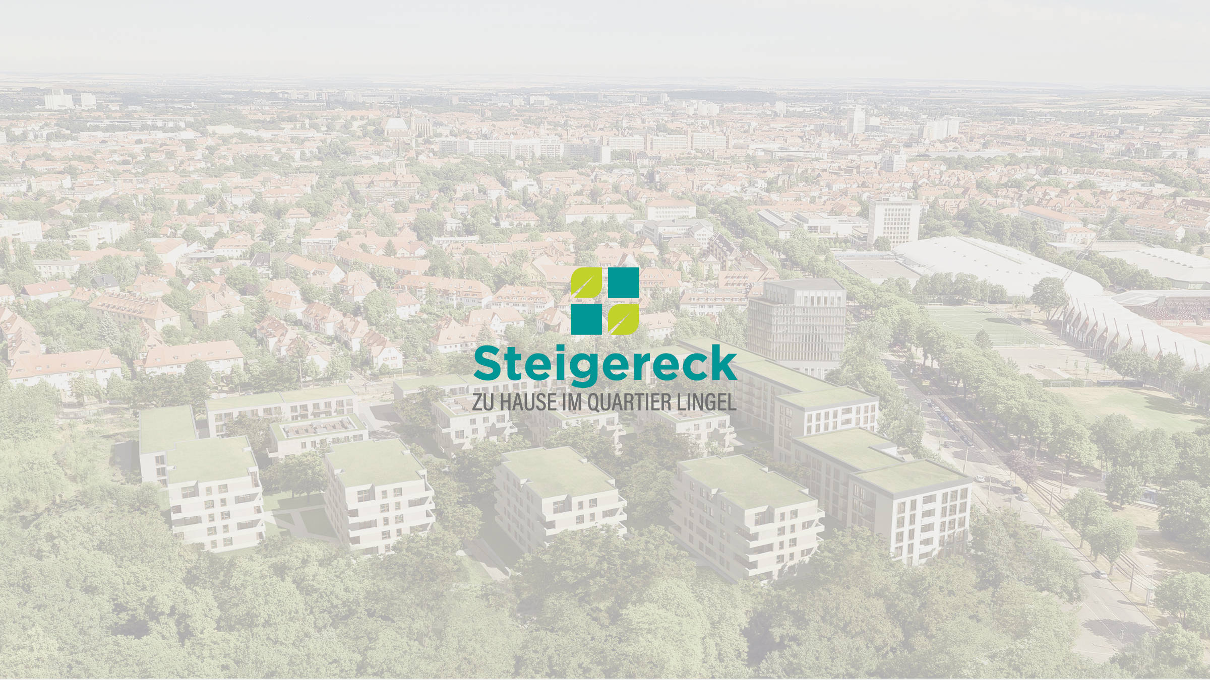 Headerbild mit Visualisierung und Logo, Neubauprojekt Erfurt Steigereck