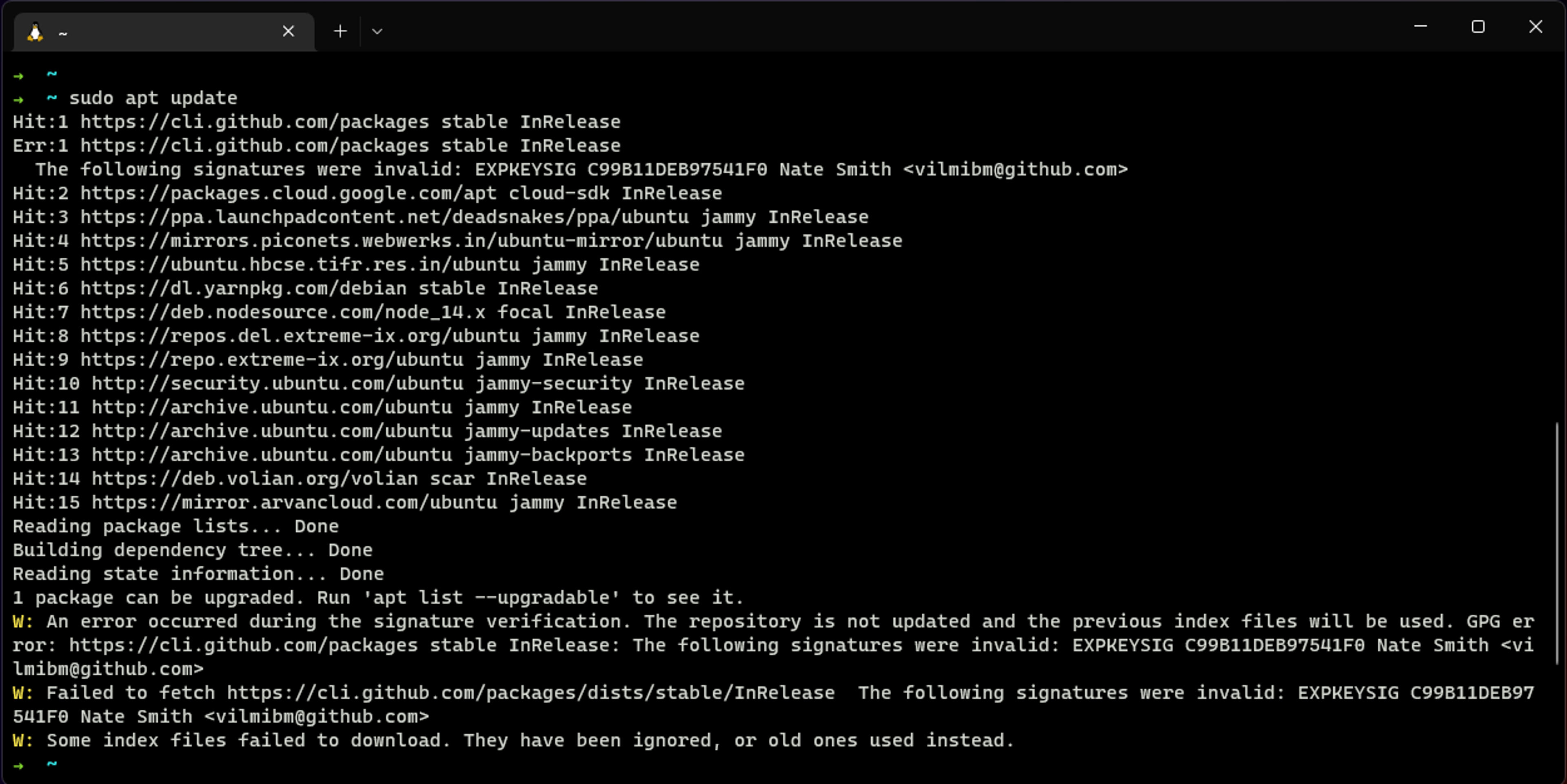 GitHub Cli Update Error