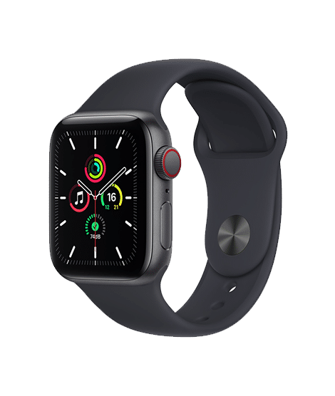 Apple Watch SE GPS + Cellular, 44mm Space Grey Aluminium Case with Midnight Sport Band - Regular