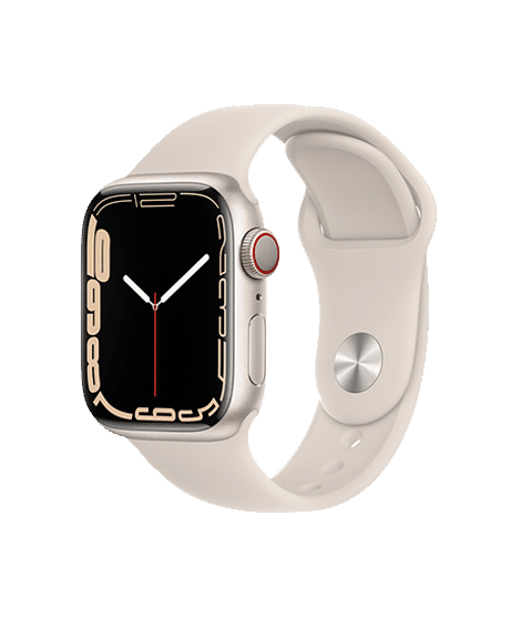 Apple Watch Series 7 GPS + Cellular, 45mm Starlight Aluminium Case with Starlight Sport Band - Regular 