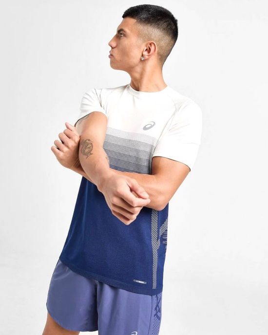 Asics Seamless T-Shirt Birch/Blue Expanse