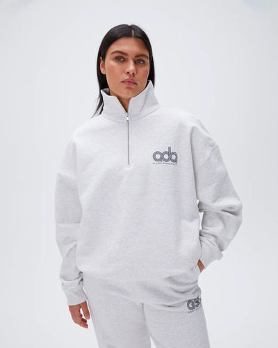 Adanola 'Performance' Oversized Zip Sweatshirt Light Grey Melange