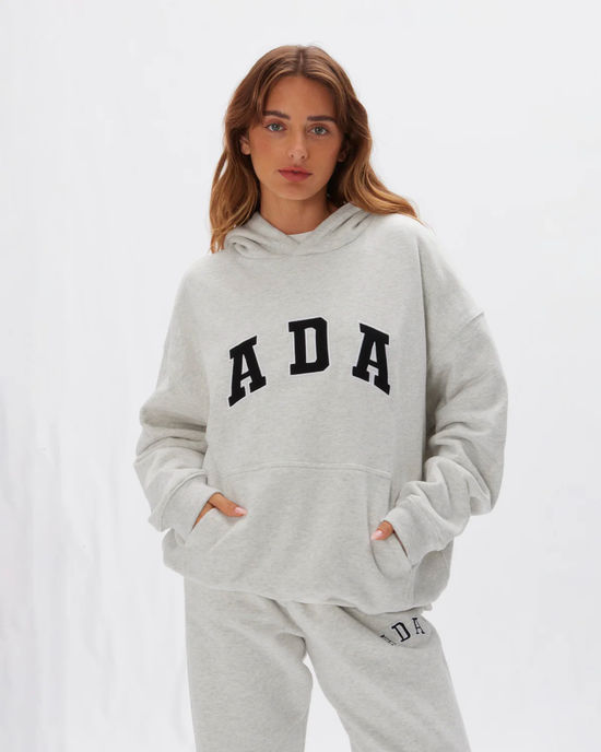 Adanola Oversized ADA Varsity Hoodie Light Grey Melange