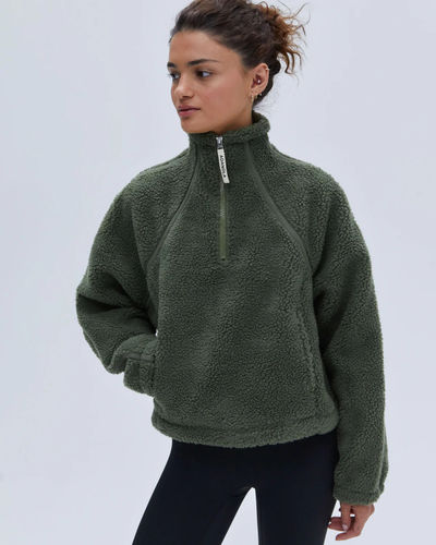 Adanola Quarter Zip Fleece Khaki Green