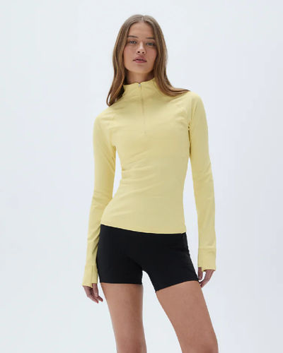 Adanola Ultimate Long Sleeve 1/4 Zip Top Lemon Yellow