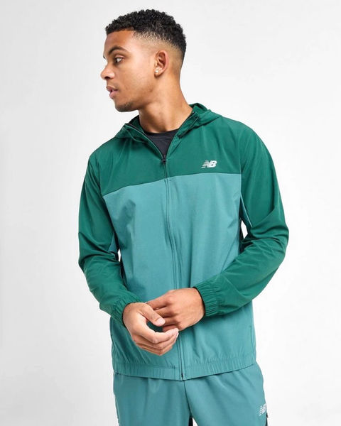 New Balance Full Zip Woven Hooded Track Top Spruce Green