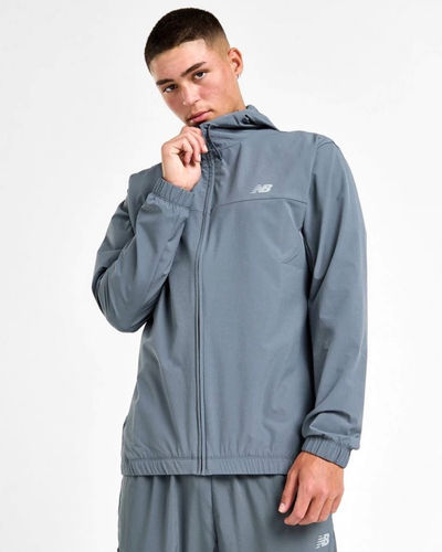 New Balance Full Zip Woven Hooded Track Top Grey