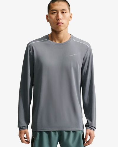 Nike Miler Long-Sleeve Running Top Smoke Grey