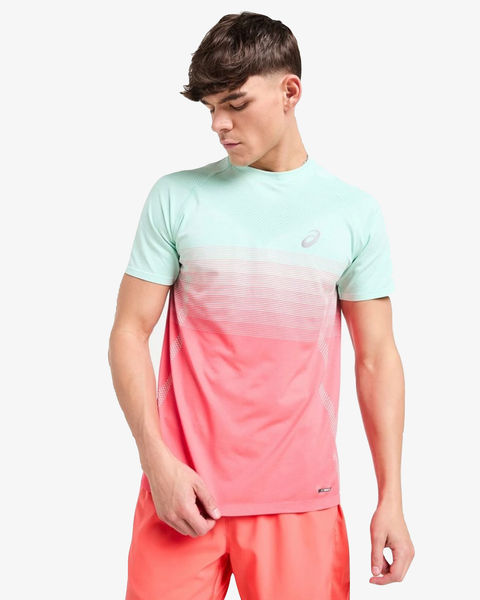 Asics Seamless T-Shirt Coral Reef/Oasis Green