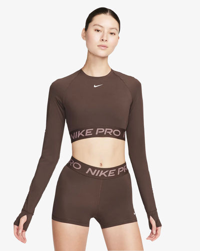 Nike Pro Dri-FIT Cropped Long-Sleeve Top Baroque Brown