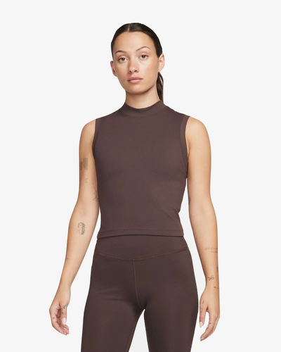 Nike Dri-FIT Mock-Neck Crop Tank Top Baroque Brown