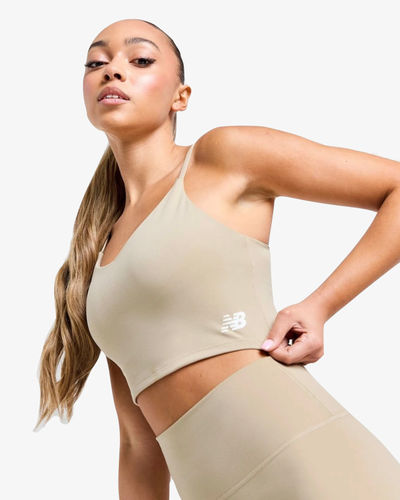 New Balance Logo Sports Bra Brown