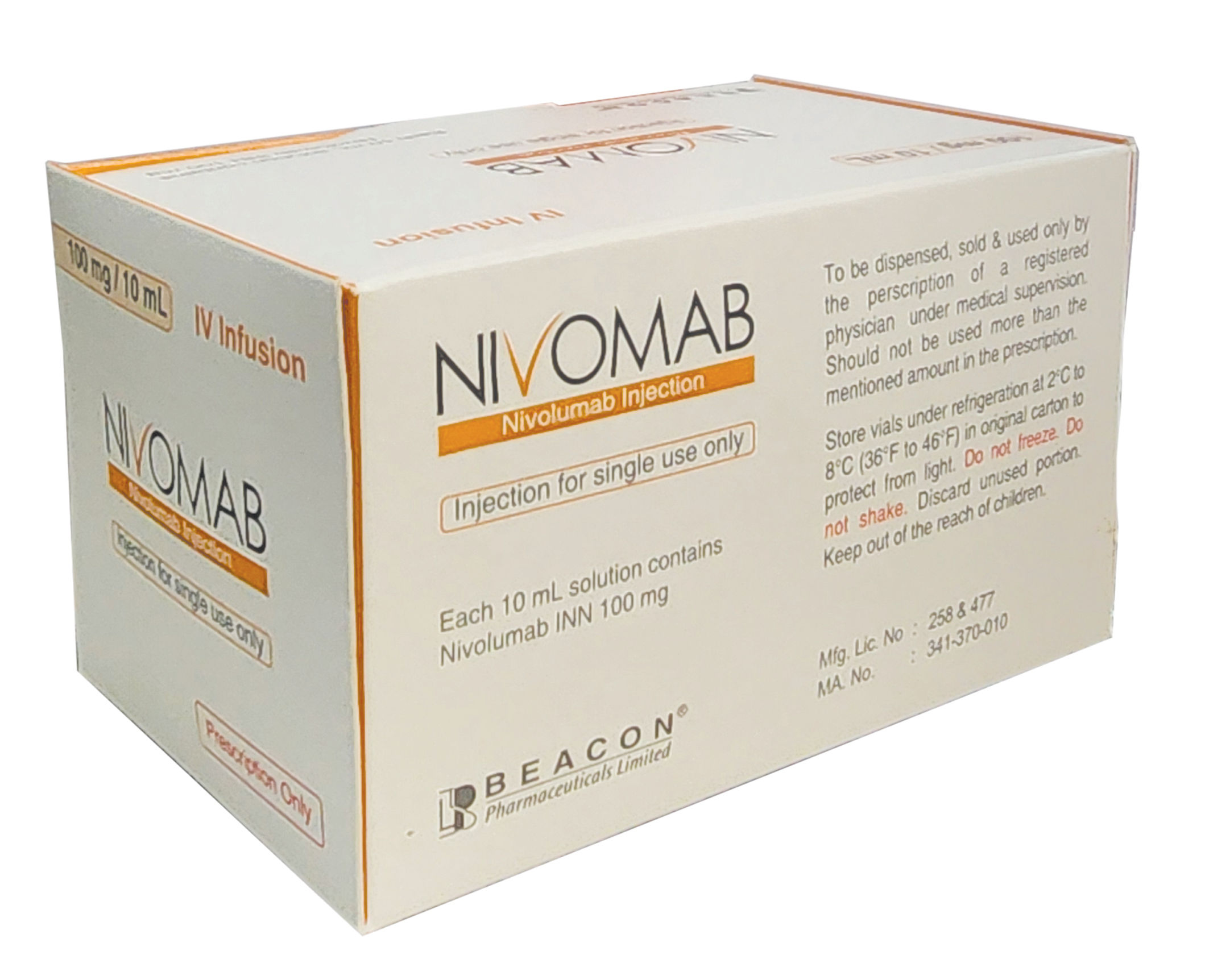 Nivomab 100 mg/10 ml Packaging
