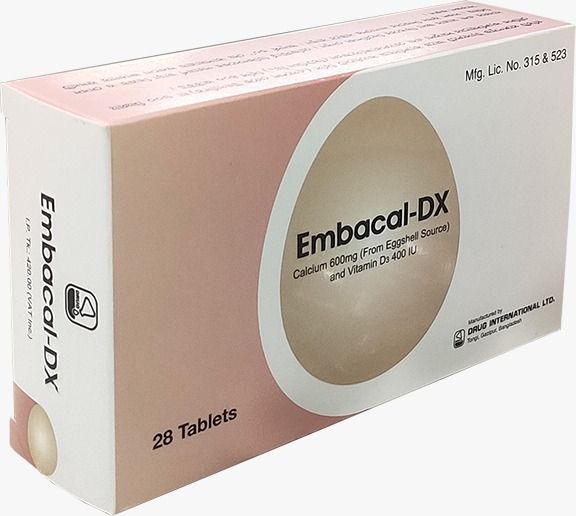 Embacal-DX 600 mg+400 IU Packaging