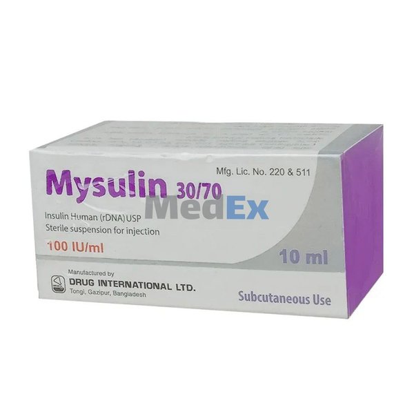 Mysulin 30%+70% in 100 IU/ml Packaging