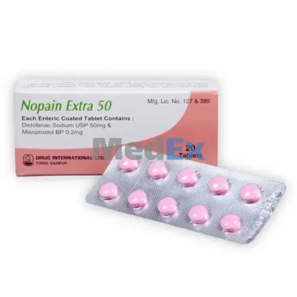 Nopain Extra 50 mg+200 mcg Packaging