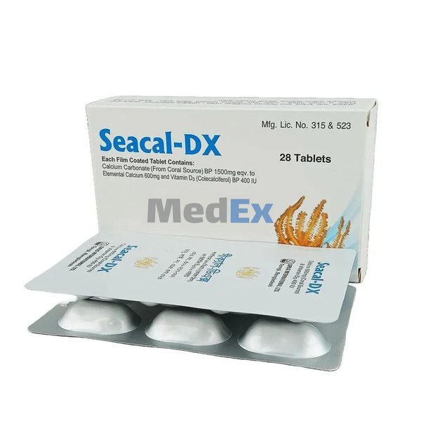 Seacal-DX 600 mg+400 IU Packaging