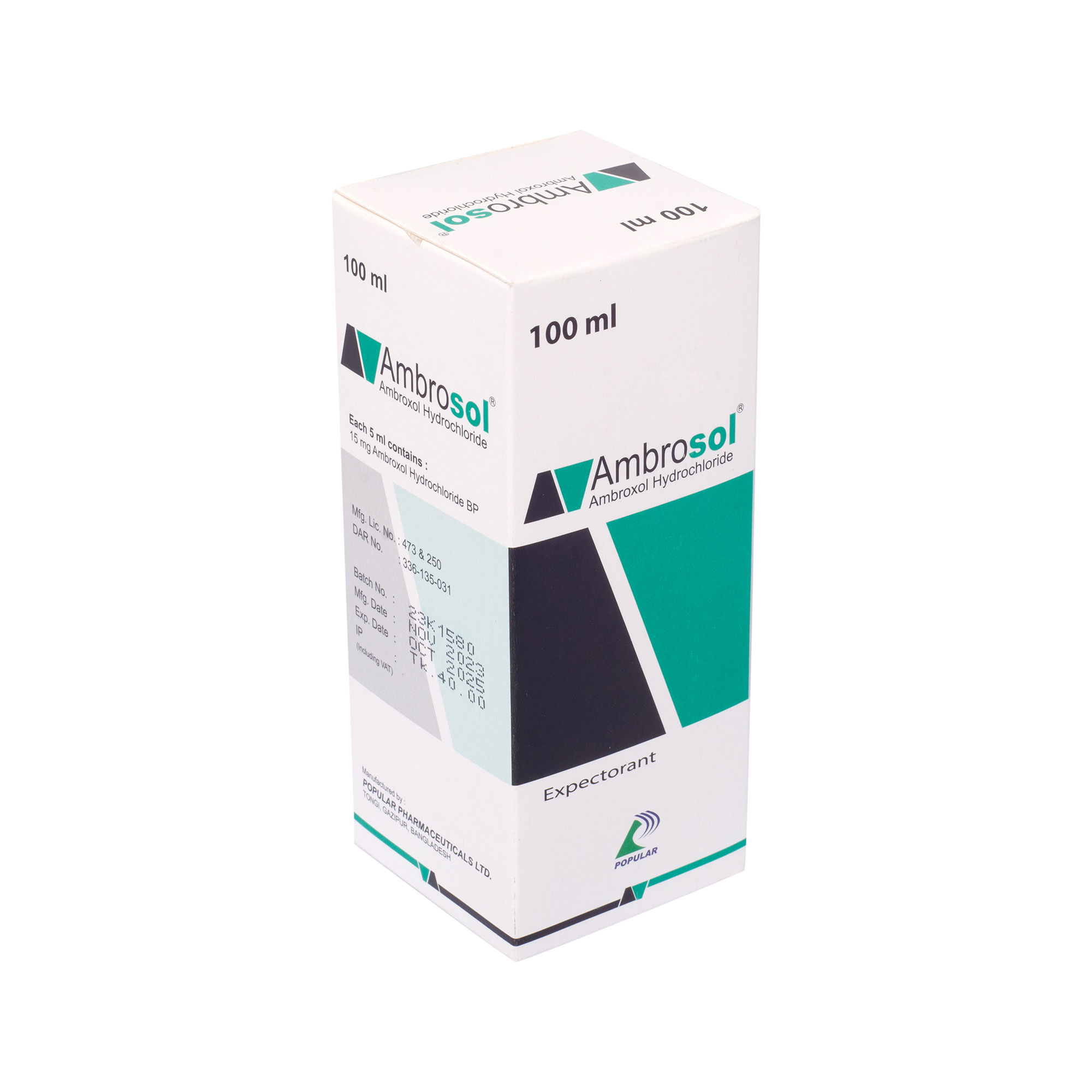 Ambrosol 15 mg/5 ml Packaging