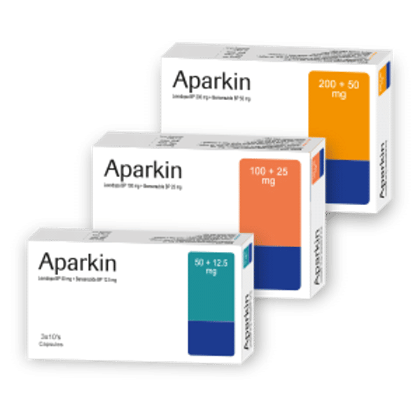 Aparkin 100 mg+25 mg Packaging