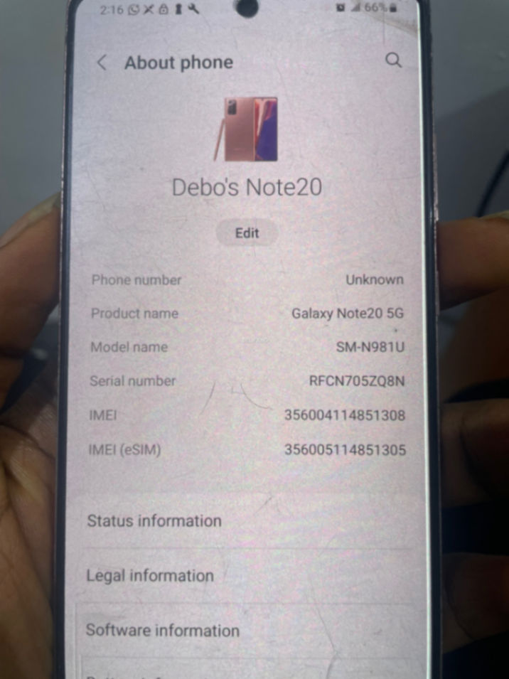 London Used Samsung Galaxy Note 20 – Original Charger Included thumbnail 3