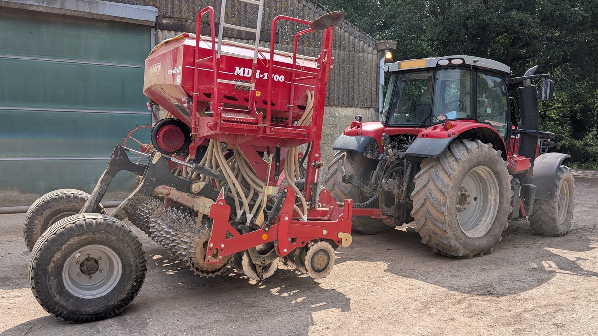 John's MDH-1700 Trailed Direct Drill with Massey Tractor
