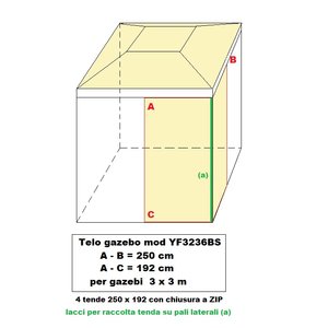 AlPentolone  TENDE LATERALI PER GAZEBO 3 X 3 COD YF3236B