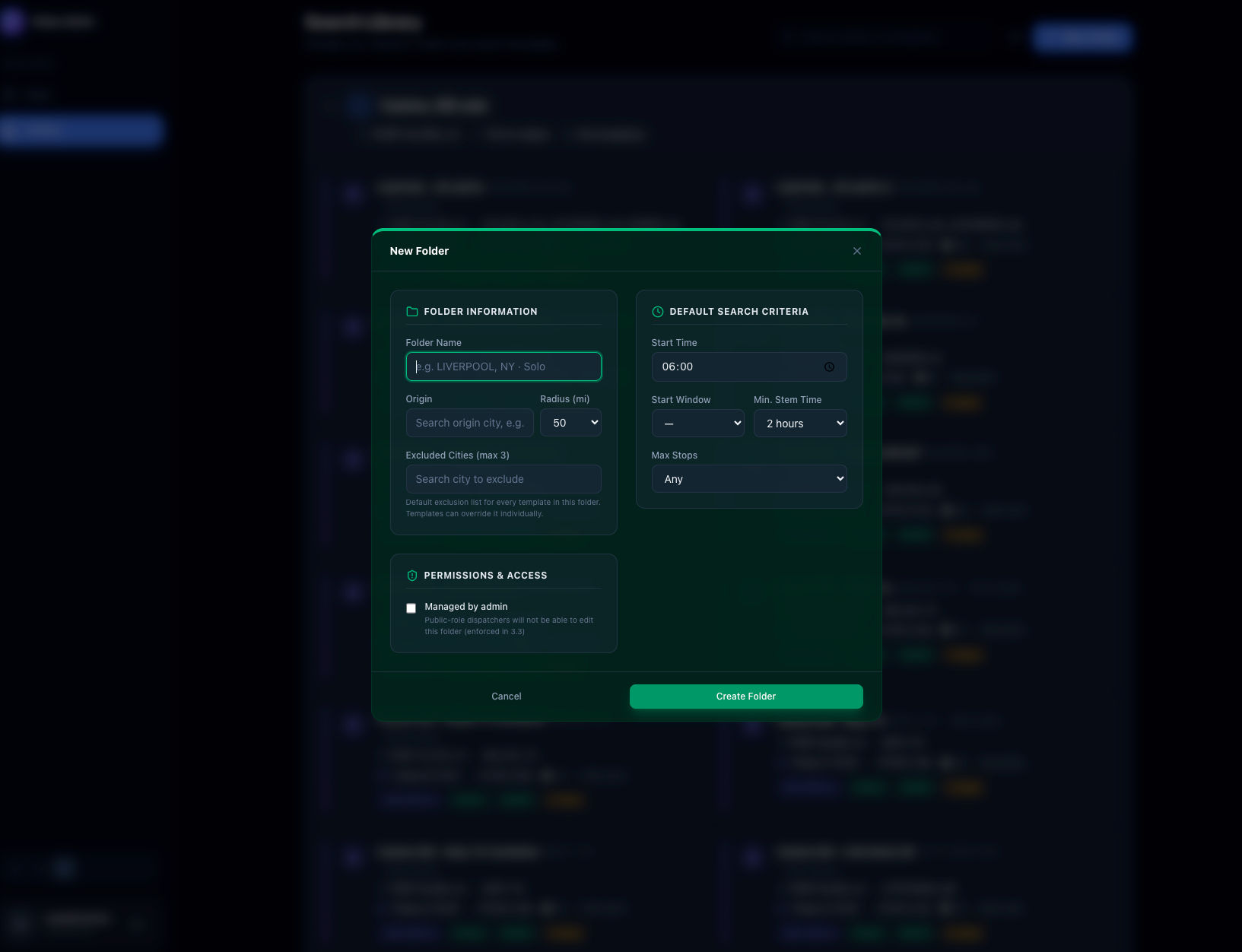 Folder modal form