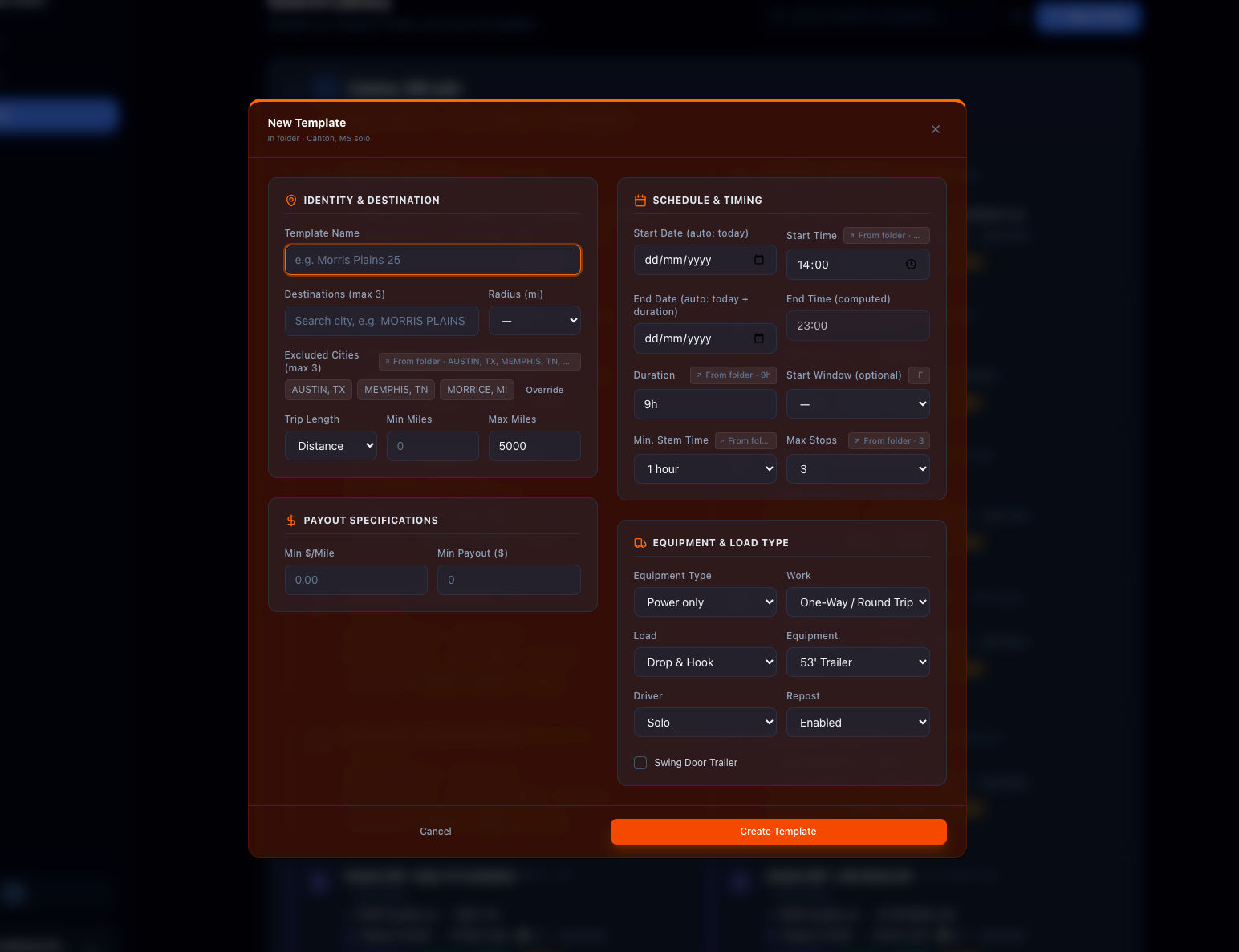 template modal form on admin dashboard