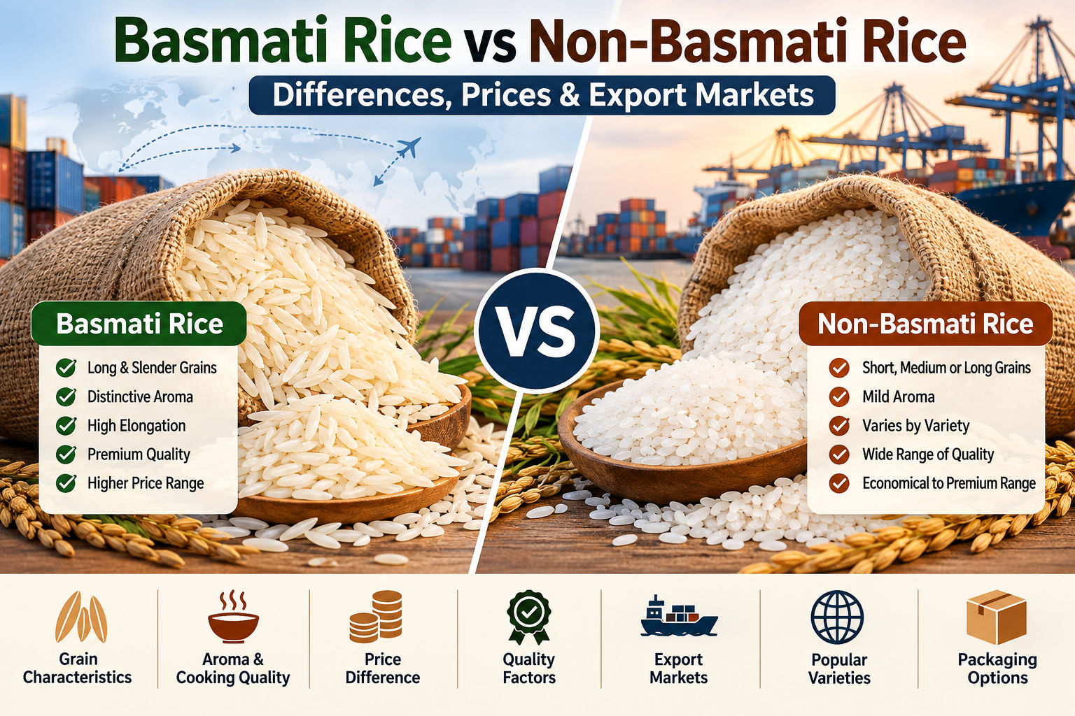 Basmati Rice vs Non-Basmati Rice: Differences, Prices & Export Markets