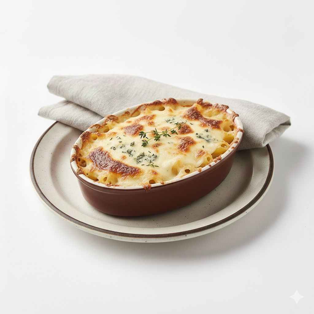 Gratin de pâtes au saumon fumé