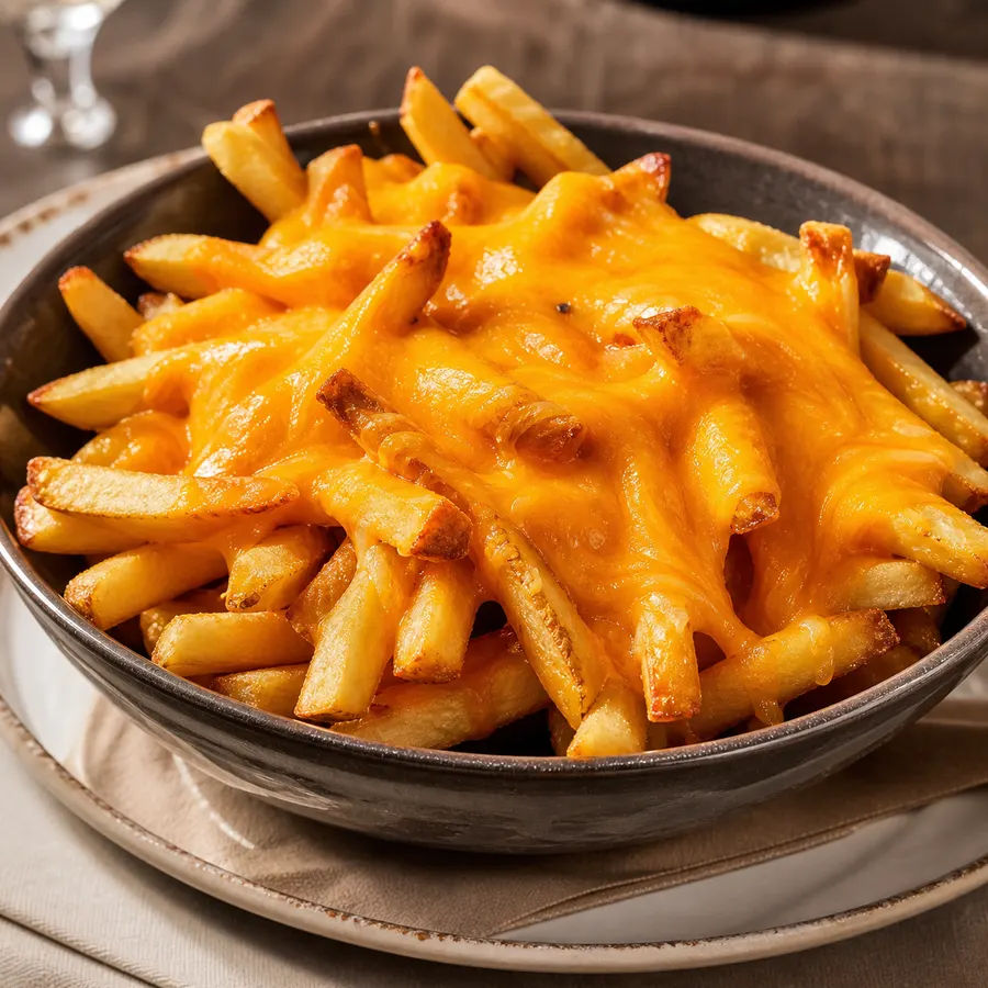 Frites au cheddar fondu