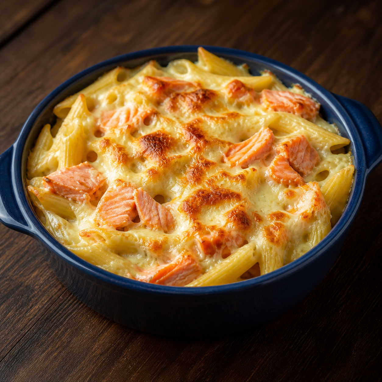 Gratin de pâtes au saumon fumé