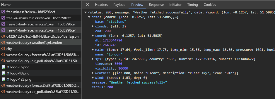 weather api sample response