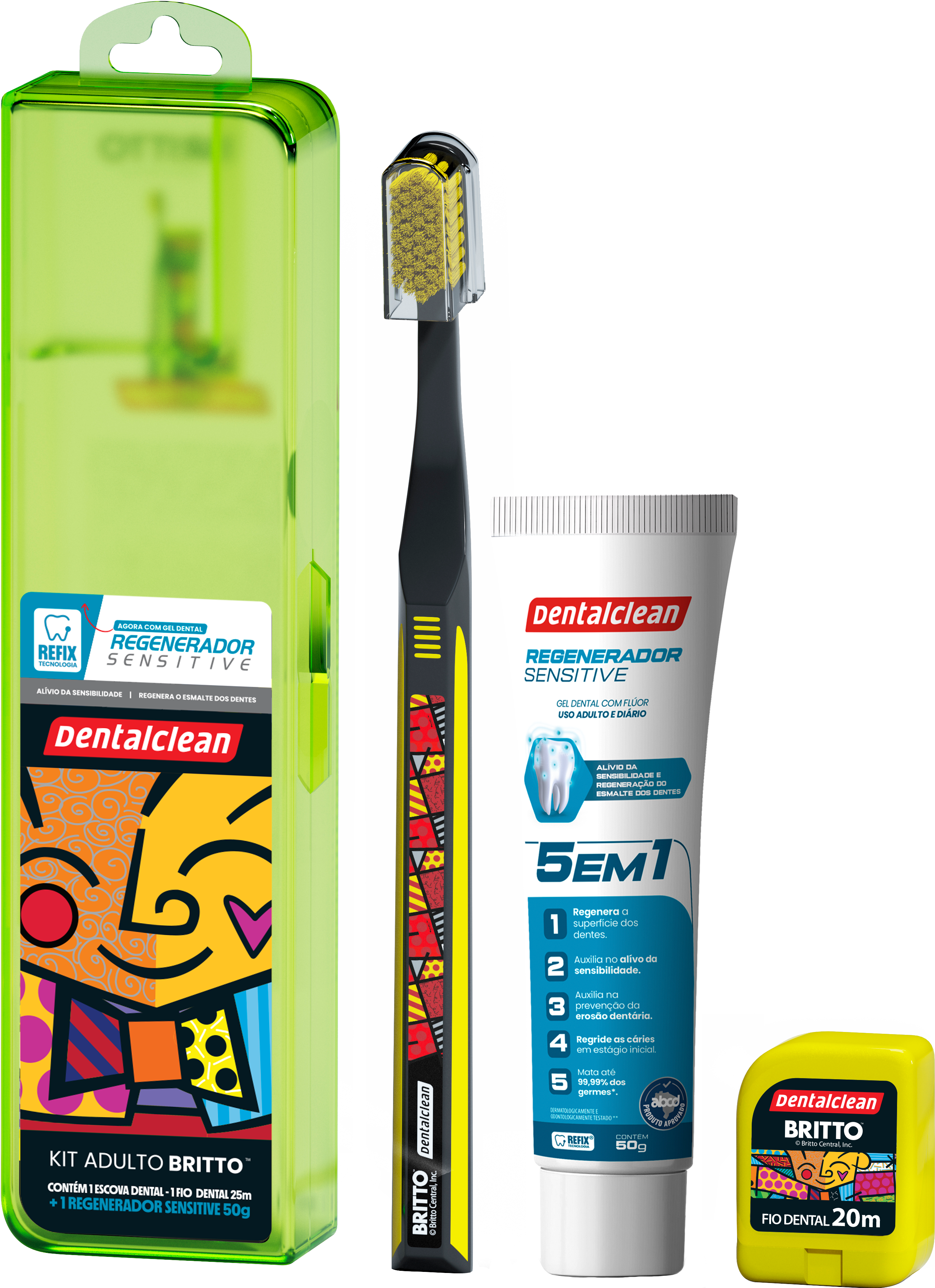 KIT DENTALCLEAN ESC+FIO+GEL D ROM BRITTO - DENTALC
