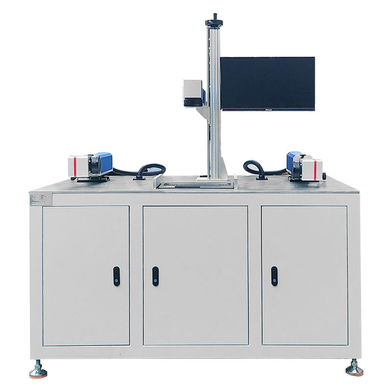 Automatic 5 in 1 MOPA Fiber Lasers Marking Machine Notebook Computer LOGO Serial Number Bar Code Manufacturing Info Marking