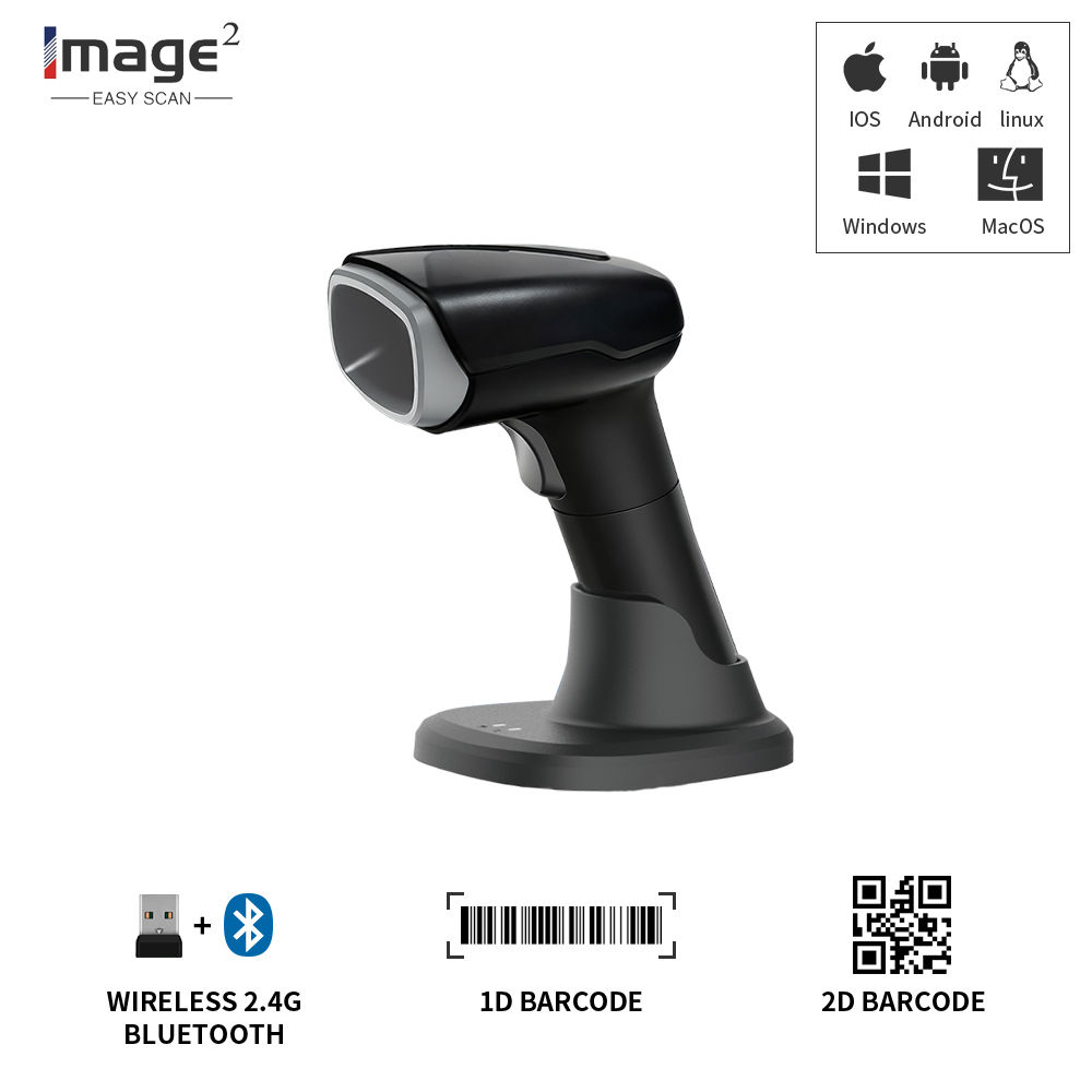 HC-781BT Barcode Scanner with Wireless Bluetooth and Charging Dock for Use in Retail Stores and Warehouses Logistics