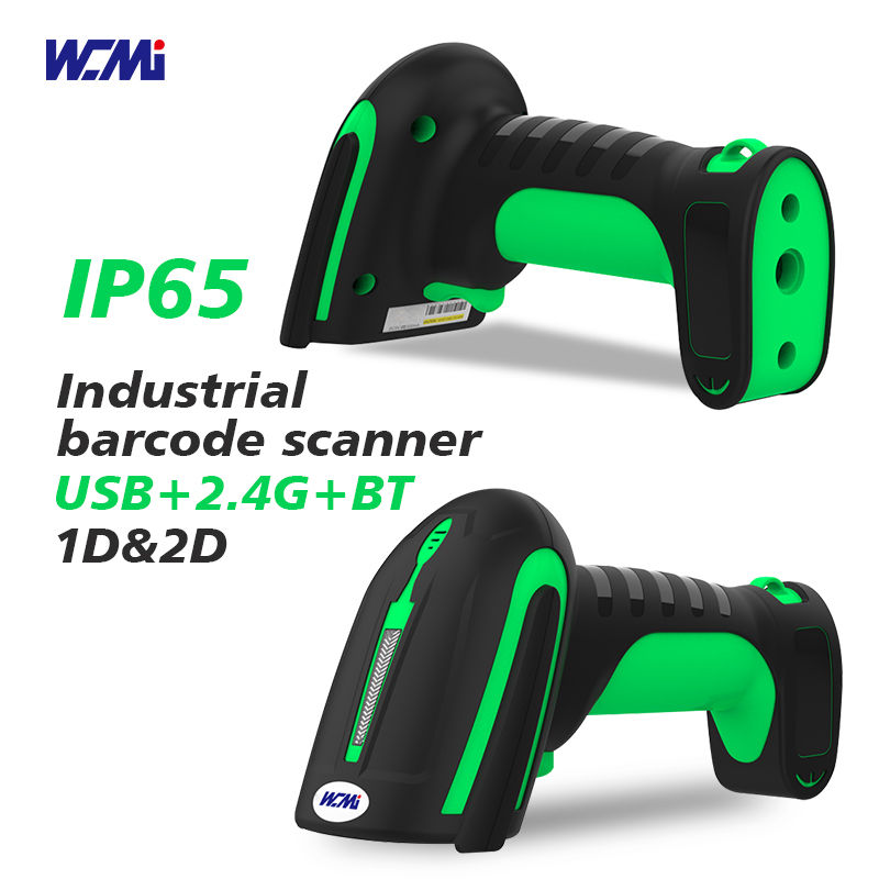 WCMI IP65 Waterproof 3-in-1 Barcode Scanner 2D QR Industrial Barcode Reader Wireless Charging Stand Rugged Heavy Duty