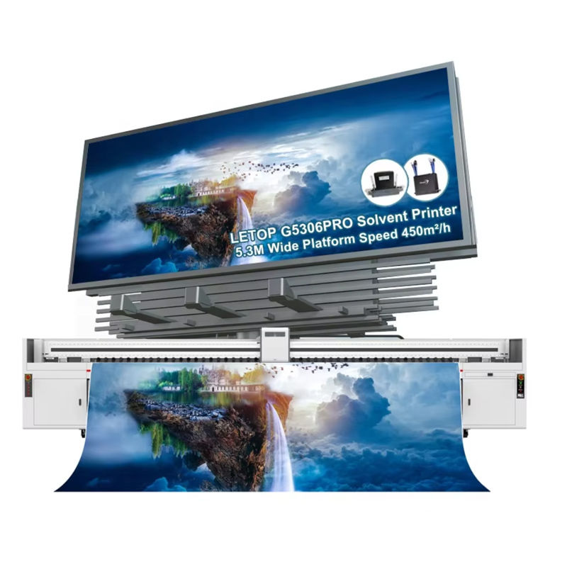 LETOP Factory Guangzhou Spectra Starfire LT-G5306 6-Head Automatic Indoor Inkjet Solvent Printer 5M Format 1 Year Warranty New
